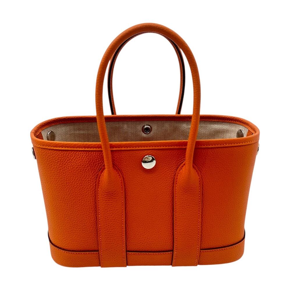 Hermès Garden Party 30 Orange Negonda Leather Palladium Hardware Bag Women's OS